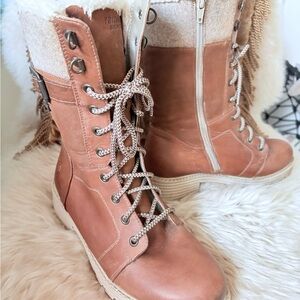Remonte Lace-Up Tan/Brown Winter Boots with Faux-Fur Trim Women’s size: 7.5.